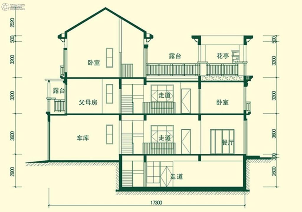 独栋视频a2剖面图408四房两厅四卫别墅中国别墅空中图片