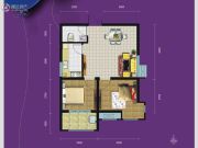 紫园sunny2室2厅1卫62平方米户型图