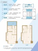 南京金奥缤润汇2室2厅1卫49平方米户型图