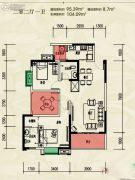 恒合时代城2室2厅1卫95平方米户型图