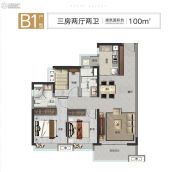 广州融创文旅城3室2厅2卫100平方米户型图