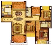 雅居乐滨江国际3室2厅2卫138平方米户型图