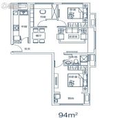 东润玺城2室2厅1卫94平方米户型图
