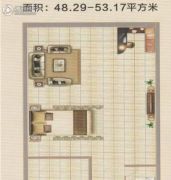 新都大厦1室1厅1卫48平方米户型图