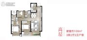 新旅明樾台3室2厅2卫100平方米户型图