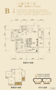 国田・秋月蓝湾二期2室2厅1卫75平方米户型图