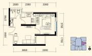 智造创想城1室2厅1卫52平方米户型图