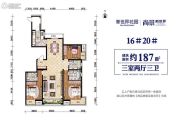 尚景・新世界3室2厅3卫187平方米户型图