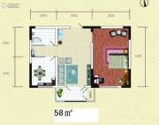 金和园1室1厅1卫58平方米户型图
