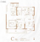 建业碧桂园龙悦城3室2厅2卫115平方米户型图