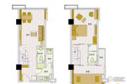 紫荆国际公寓2室2厅2卫45平方米户型图
