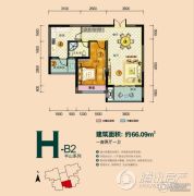 中国铁建国际城1室2厅1卫0平方米户型图
