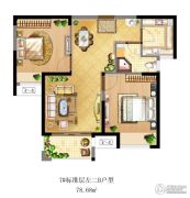荣盛・水岸花语2室2厅1卫78平方米户型图