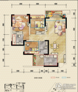 恒邦・时代青江二期3室2厅2卫80平方米户型图