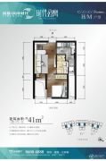 京基・滨河时代广场1室1厅1卫41平方米户型图