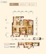上实海上海3室2厅2卫87平方米户型图