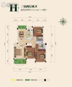 汉水新城中法印象3室2厅2卫115平方米户型图