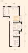 粤泰城2室2厅1卫64平方米户型图