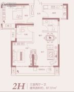 永威城3室2厅1卫87平方米户型图