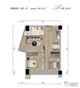 长江广场2室2厅1卫58平方米户型图