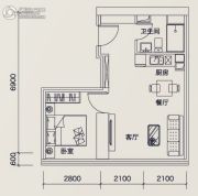 广州绿地中央广场1室1厅1卫59平方米户型图