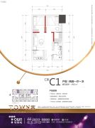 塘朗城TOWN寓2室1厅1卫61平方米户型图
