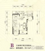 青龙湾田园国际新区3室2厅2卫110平方米户型图