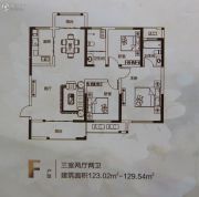 建业壹号城邦五期3室2厅2卫123--129平方米户型图