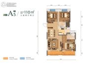 百瑞景滨江生活区3室2厅2卫110平方米户型图