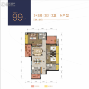 红星・湛江爱琴海国际广场4室2厅2卫0平方米户型图