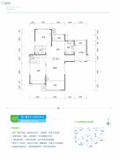 中泰・财富湘江3室2厅2卫120平方米户型图
