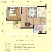 香山半岛1室2厅1卫50平方米户型图