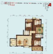 中华世纪城・富春西座3室2厅2卫129平方米户型图