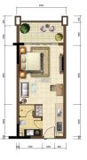沙巴岛1室1厅1卫42平方米户型图