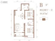 润江・翡丽公馆2室2厅1卫84平方米户型图
