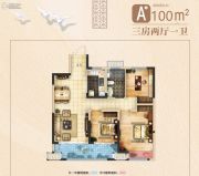 荆州吾悦广场3室2厅1卫100平方米户型图