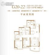 广州星河山海湾3室2厅2卫87平方米户型图