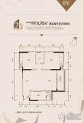 珠江国际商务港2室2厅1卫74平方米户型图