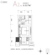 中华世纪城・富春西座1室1厅1卫33平方米户型图
